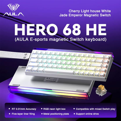 HERO 68HE Magnetic Switch Keyboard Rapid Trigger 8K Return Esports Gamer Keyboard RGB Wired Gaming Keyboard