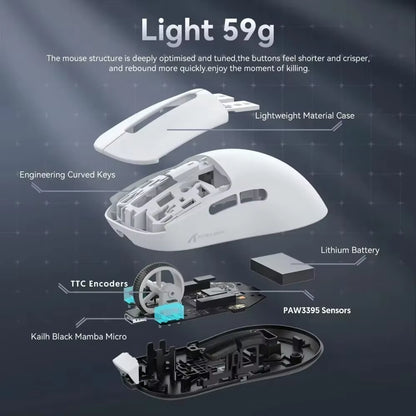 Attack Shark X3/X3PRO Wireless Mouse Bluetooth 3Mode Pixart PAW3395 Macro Gaming Mouse X3Pro Mouse Foot Sticker PC Gamer Gifts
