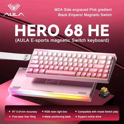 HERO 68HE Magnetic Switch Keyboard Rapid Trigger 8K Return Esports Gamer Keyboard RGB Wired Gaming Keyboard