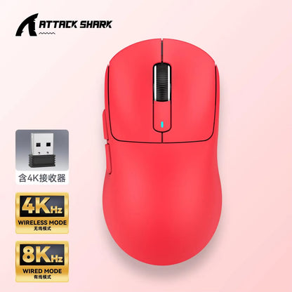 Attack Shark X3/X3PRO Wireless Mouse Bluetooth 3Mode Pixart PAW3395 Macro Gaming Mouse X3Pro Mouse Foot Sticker PC Gamer Gifts