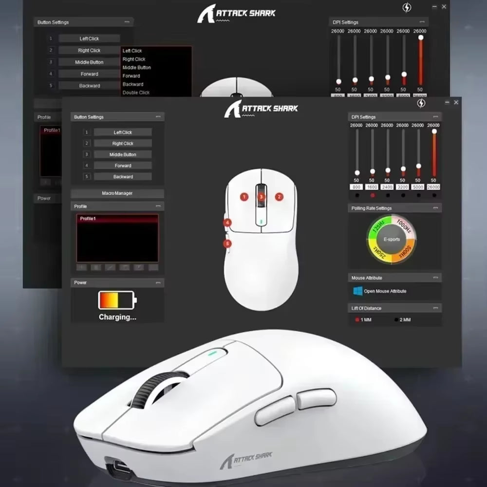 Attack Shark X3/X3PRO Wireless Mouse Bluetooth 3Mode Pixart PAW3395 Macro Gaming Mouse X3Pro Mouse Foot Sticker PC Gamer Gifts